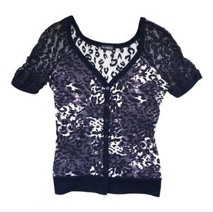 Vintage leopard print lace back cardigan size Medium